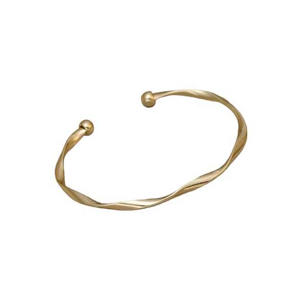 Wavy Style Gold Minimalist Cuff Bracelet - Picture 2 of 6